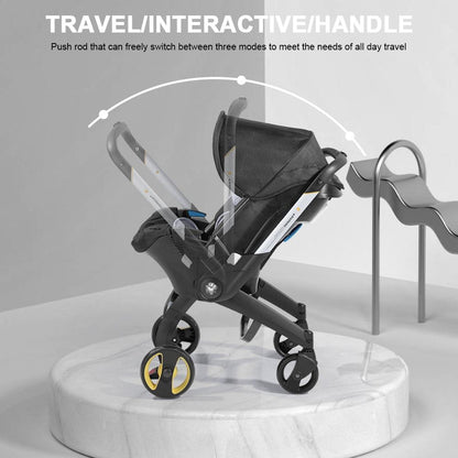 Portable Foldable Aluminum Lightweight Stroller for 3-6 Months Toddlers - All-in-1 Convertible Adjustable Stroller, with Canopy, Reversible Seat, Caddy, Basket, No Latch Base, Adjustable Baby Cradle, for Summervibes Outdoorfun