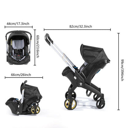 Portable Foldable Aluminum Lightweight Stroller for 3-6 Months Toddlers - All-in-1 Convertible Adjustable Stroller, with Canopy, Reversible Seat, Caddy, Basket, No Latch Base, Adjustable Baby Cradle, for Summervibes Outdoorfun